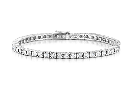 Silver Plated Womens CZ Studded Tennis Bracelet